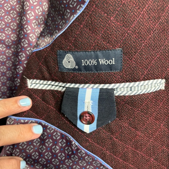 Tailorbyrd Blazer 44L Wool Quilted Office Preppy 2 Button Sport Coat Academia - Picture 3 of 11